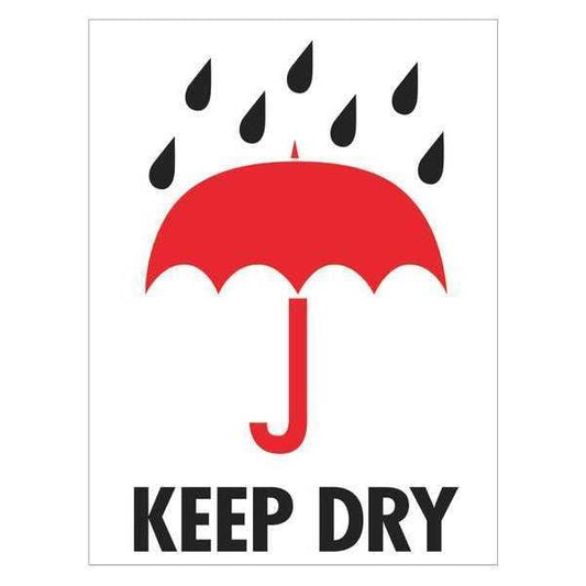 Tape Logic® Labels, "Keep Dry", 3" x 4", Red/White/Black, 500/Roll