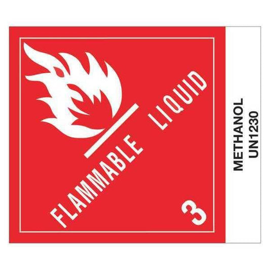 Tape Logic® Labels, "Methanol", 4" x 4 3/4", Red, Red/White/Black, 500/Roll