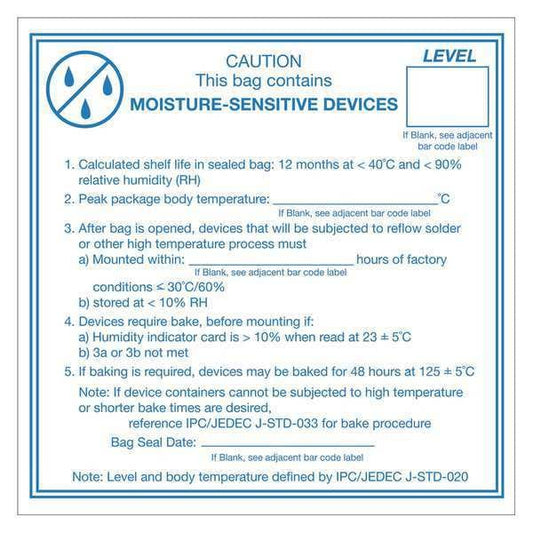 Tape Logic® Labels, "Caution Moisture Sensitive Devices", 4" x 4", Blue/White, 500/Roll