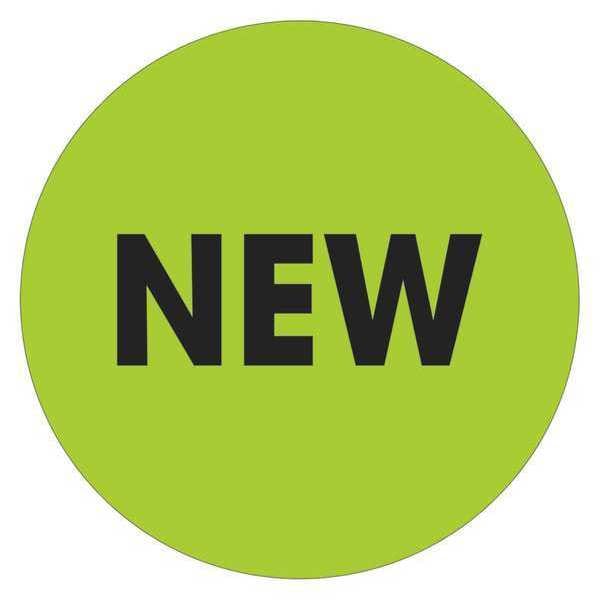 Tape Logic® Labels, "New", 2" Circle, Fluorescent Green, 500/Roll