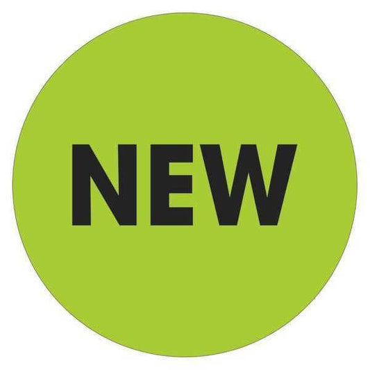Tape Logic® Labels, "New", 2" Circle, Fluorescent Green, 500/Roll