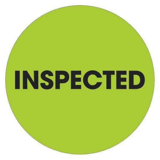 Tape Logic® Labels, "Inspected", 2" Circle, Fluorescent Green, 500/Roll
