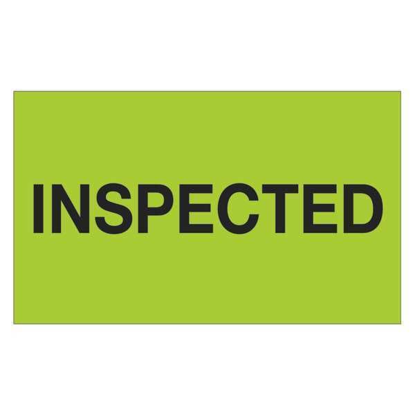 Tape Logic® Labels, "Inspected", 3" x 5", Fluorescent Green, 500/Roll