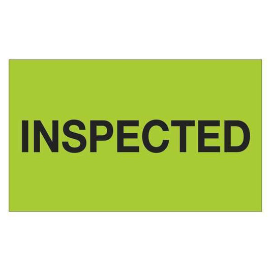 Tape Logic® Labels, "Inspected", 3" x 5", Fluorescent Green, 500/Roll