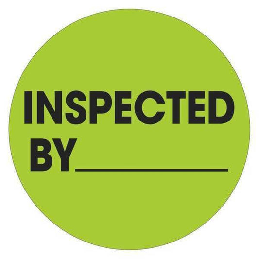Tape Logic® Labels, "Inspected By", 1" Circle, Fluorescent Green, 500/Roll