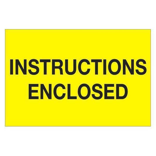 Tape Logic® Labels, "Instructions Enclosed", 2" x 3", Fluorescent Yellow, 500/Roll