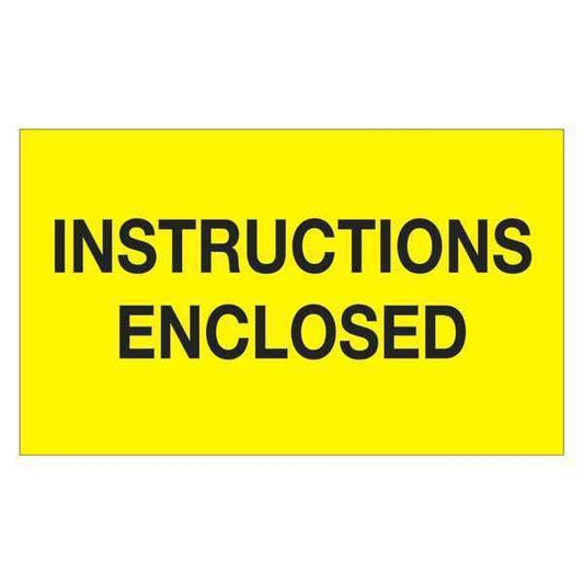 Tape Logic® Labels, "Instructions Enclosed", 3" x 5", Fluorescent Yellow, 500/Roll