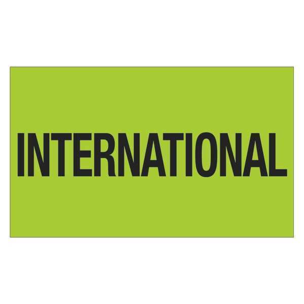 Tape Logic® Labels, "International", 3" x 5", Fluorescent Green, 500/Roll