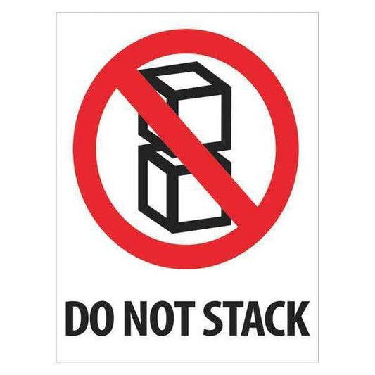 Tape Logic® Labels, "Do Not Stack", 3" x 4", Red/White/Black, 500/Roll