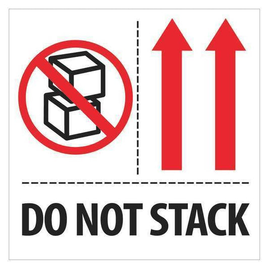 Tape Logic® Labels, "Do Not Stack", 4" x 4", Red/White/Black, 500/Roll