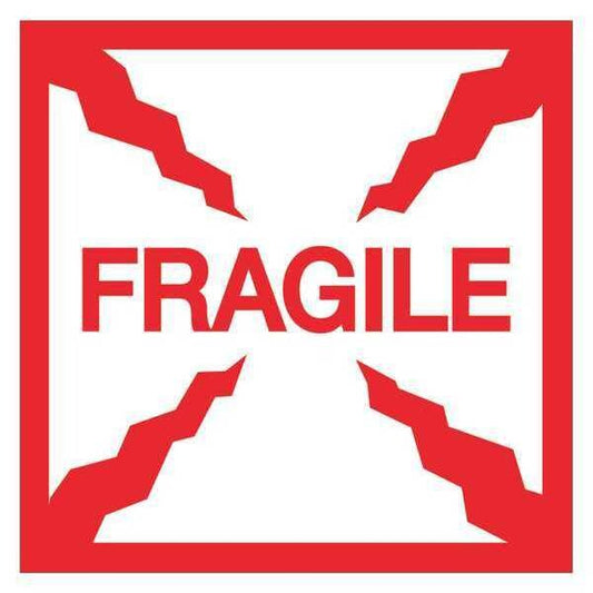 Tape Logic® Labels, "Fragile", 2" x 2", Red/White, 500/Roll