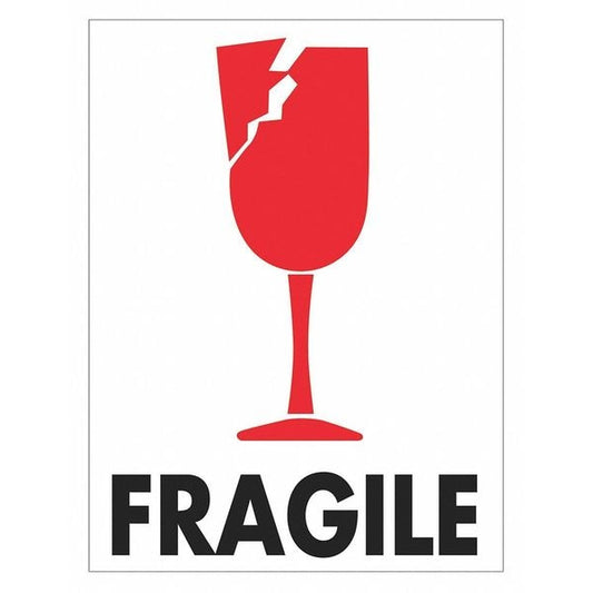 Tape Logic® Labels, "Fragile", 3" x 4", Red/White/Black, 500/Roll