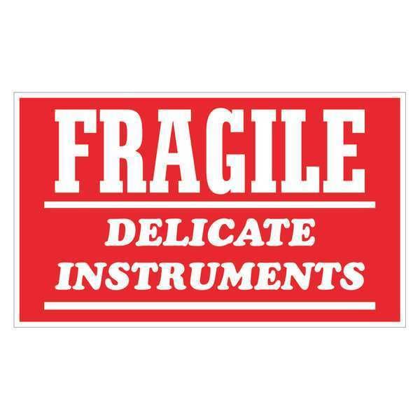 Tape Logic® Labels, "Fragile - Delicate Instruments", 3" x 4", Red/White, 500/Roll