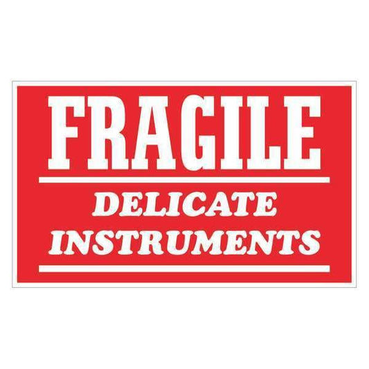 Tape Logic® Labels, "Fragile - Delicate Instruments", 3" x 4", Red/White, 500/Roll