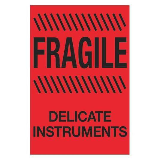 Tape Logic® Labels, "Fragile - Delicate Instruments", 4" x 6", Fluorescent Red, 500/Roll