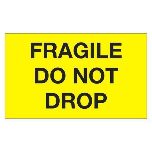 Tape Logic® Labels, "Fragile - Do Not Drop", 3" x 5", Fluorescent Yellow, 500/Roll
