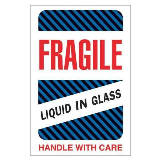 Tape Logic® Labels, "Fragile - Liquid in Glass", 4" x 6", Multiple, 500/Roll