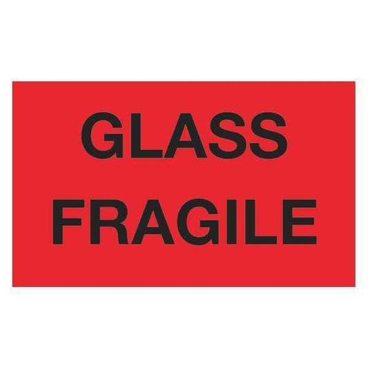 Tape Logic® Labels, "Glass - Fragile", 3" x 5", Fluorescent Red, 500/Roll