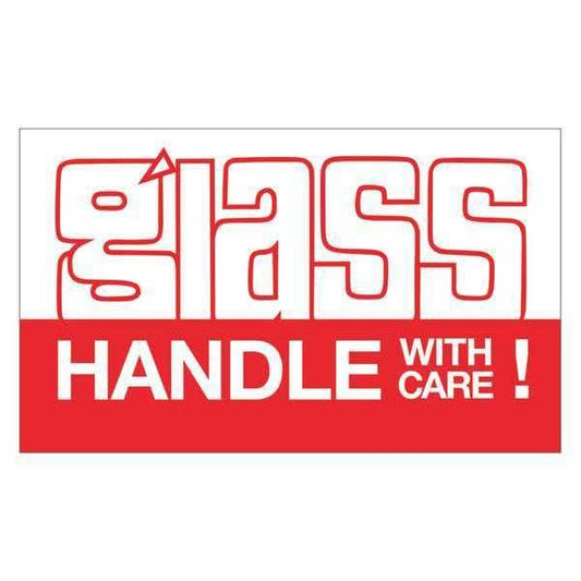 Tape Logic® Labels, "Glass - Handle With Care", 3" x 5", Red/White, 500/Roll