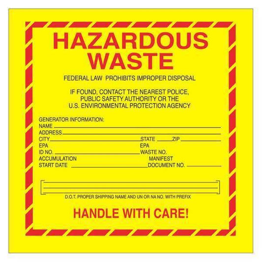 Tape Logic® Labels, "Hazardous Waste - Standard", 6" x 6", Red/Yellow/Black, 500/Roll
