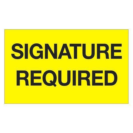 Tape Logic® Labels, "Signature Required", 3" x 5", Fluorescent Yellow, 500/Roll