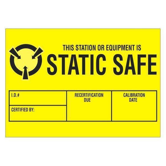Tape Logic® Labels, "Static Safe", 1 3/4" x 3", Black/Yellow, 500/Roll