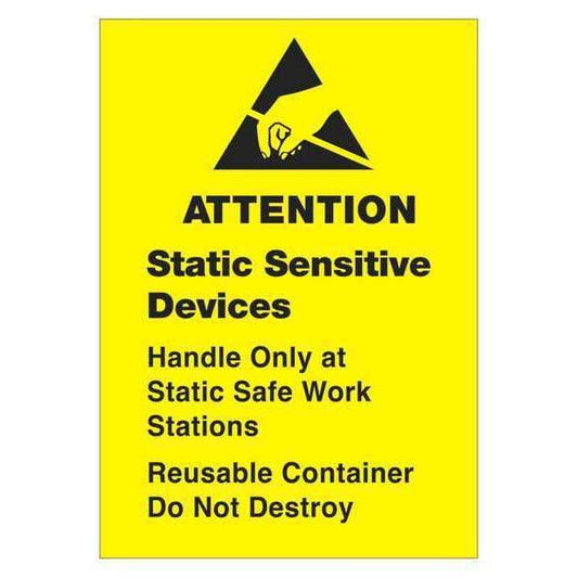 Tape Logic® Labels, "Static Sensitive Devices", 1 3/4" x 2 1/2", Black/Yellow, 500/Roll