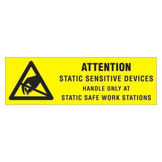 Tape Logic® Labels, "Attention - Static Sensitive Devices, 5/8" x 2", Black/Yellow, 500/Roll