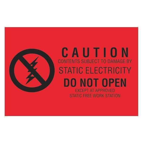 Tape Logic® Labels, "Subject to Static Damage", 2" x 3", Red/Black, 500/Roll