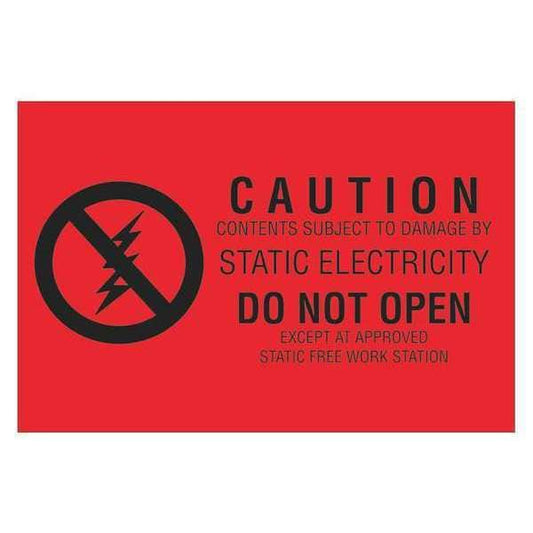 Tape Logic® Labels, "Subject to Static Damage", 2" x 3", Red/Black, 500/Roll