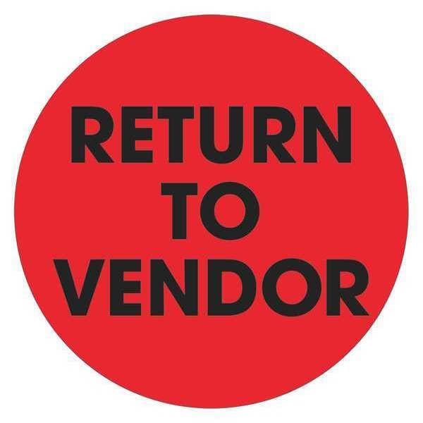Tape Logic® Labels, "Return To Vendor", 2" Circle, Fluorescent Red, 500/Roll