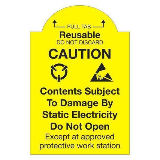 Tape Logic® Labels, "Pull Tab Reusable - Do Not Discard", 2" x 3", Yellow/Black, 500/Roll