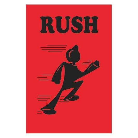 Tape Logic® Labels, "Rush", 4" x 6", Red/Black, 500/Roll