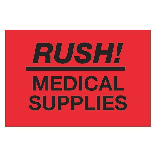 Tape Logic® Labels, "Rush - Medical Supplies", 2" x 3", Fluorescent Red, 500/Roll