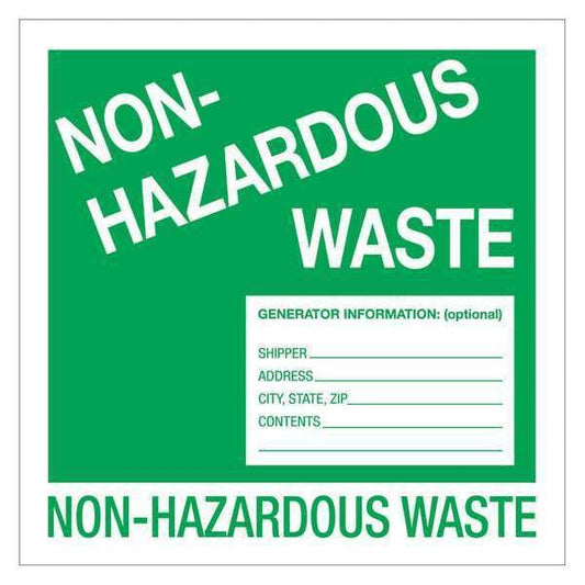 Tape Logic® Labels, "Non-Hazardous Waste", 6" x 6", Green/White, 500/Roll
