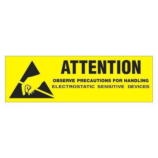 Tape Logic® Labels, "Attention - Observe Precautions", 5/8" x 2", Black/Yellow, 500/Roll