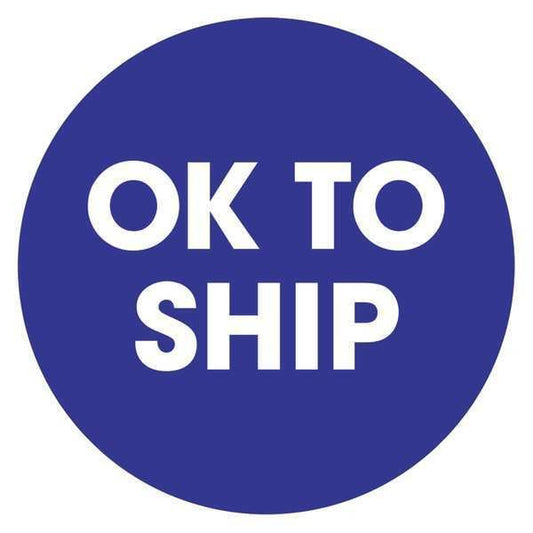 Tape Logic® Labels, "OK To Ship", 2" Circle, Blue, 500/Roll