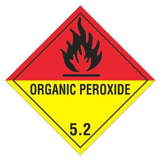 Tape Logic® Labels, "Organic Peroxide - 5.2", 4" x 4", Red/Black/Yellow, 500/Roll