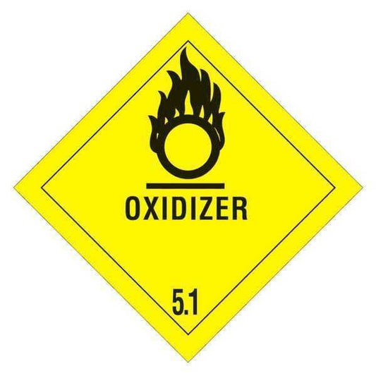 Tape Logic® Labels, "Oxidizer - 5.1", 4" x 4", Black/Yellow, 500/Roll
