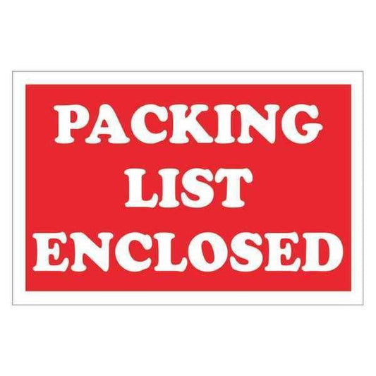 Tape Logic® Labels, "Packing List Enclosed", 2" x 3", Red/White, 500/Roll