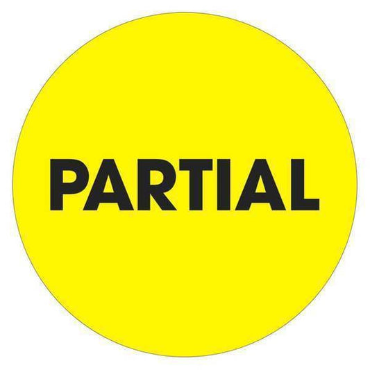 Tape Logic® Labels, "Partial", 2" Circle, Fluorescent Yellow, 500/Roll