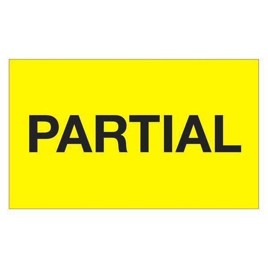 Tape Logic® Labels, "Partial", 3" x 5", Fluorescent Yellow, 500/Roll