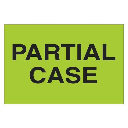 Tape Logic® Labels, "Partial Case", 2" x 3", Fluorescent Green, 500/Roll