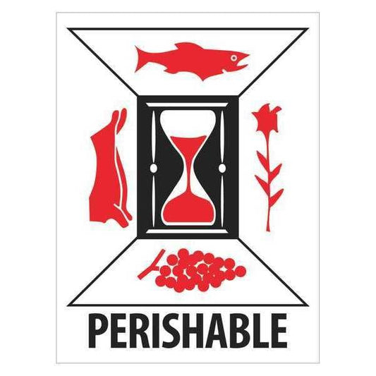 Tape Logic® Labels, "Perishable", 3" x 4", Red/White/Black, 500/Roll