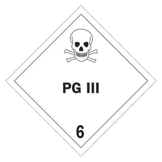 Tape Logic® Labels, "PG III - 6", 4" x 4", Black/White, 500/Roll