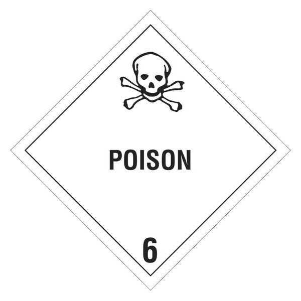 Tape Logic® Labels, "Poison - 6", 4" x 4", Black/White, 500/Roll