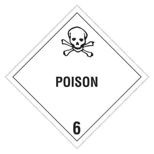 Tape Logic® Labels, "Poison - 6", 4" x 4", Black/White, 500/Roll