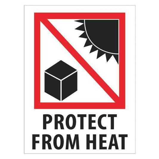 Tape Logic® Labels, "Protect from Heat", 3" x 4", Red/White/Black, 500/Roll
