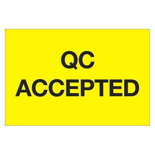 Tape Logic® Labels, "QC Accepted", 2" x 3", Fluorescent Yellow, 500/Roll