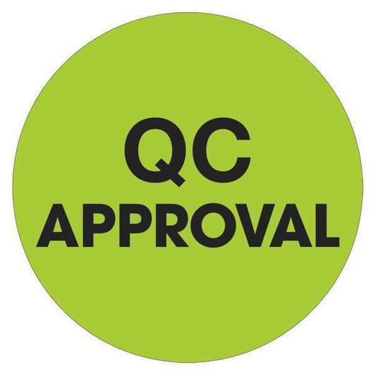 Tape Logic® Labels, "QC Approval", 2" Circle, Fluorescent Green, 500/Roll